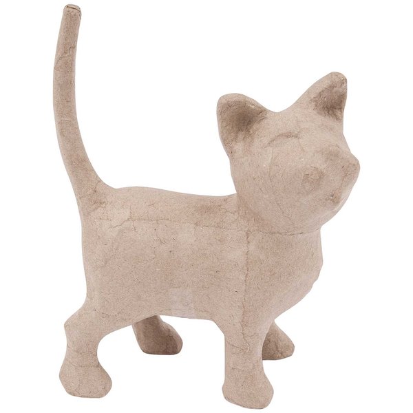 papier mache kat lopend 15,5x20,5x11cm